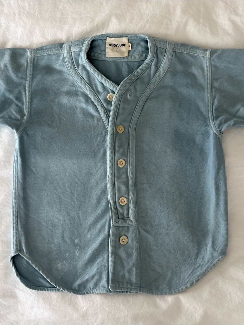 Rudy Jude Kid’s Pale Blue Baseball Jersey (Size Medium)